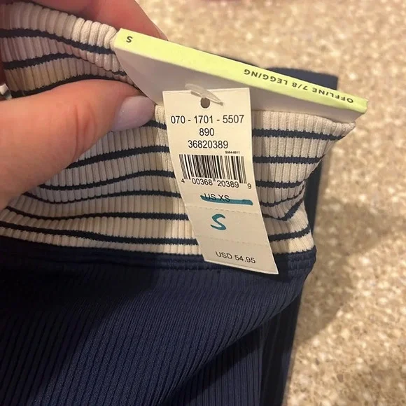 NWT Aerie Offline Womens Navy Ribbed 7/8 Legging Drawstring - Size Small - Picture 10 of 11